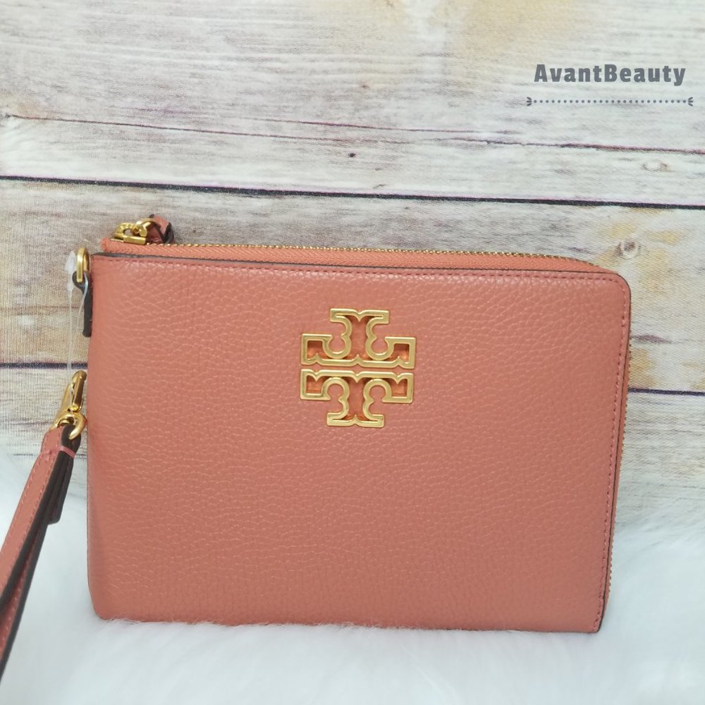 Tramonto Tory Burch Large Britten Zip Pouch New - Picture 2 of 11